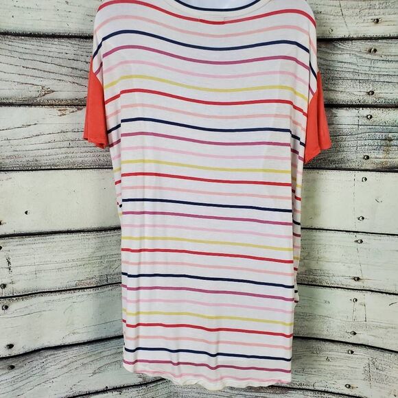 REB in J Women’s Striped Short Sleeve Pocket Tee Medium Made in USA - Picture 4 of 7